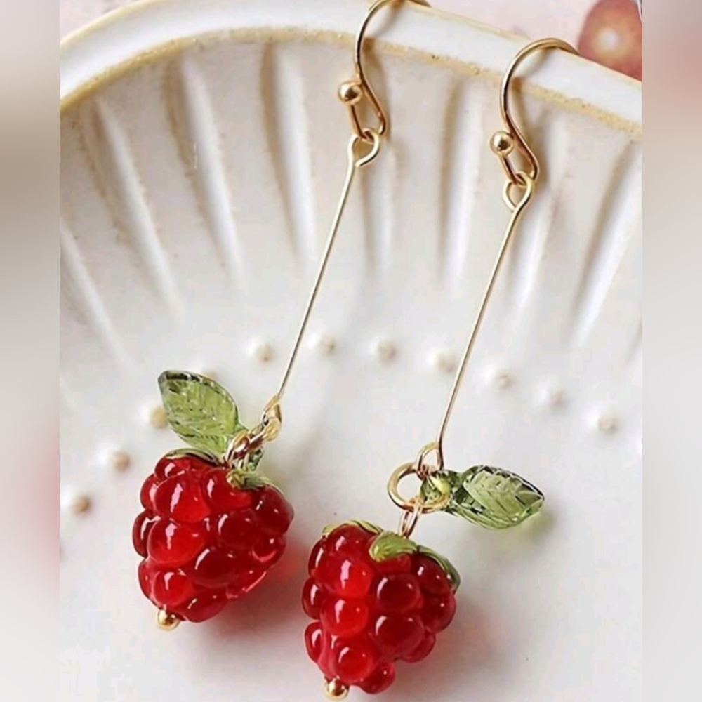 Raspberry Dangle Drop Earrings New!
